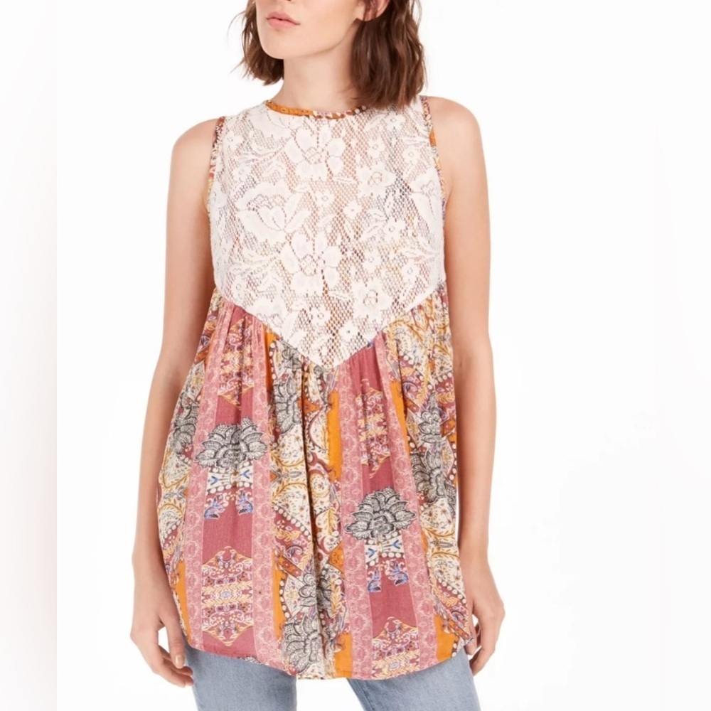 NWT Free People Boho Trapeze Tunic Top L
